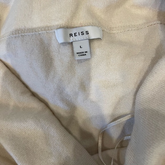 Reiss Sutton Wool blend off the shoulder cream midi dress size L - Picture 7 of 10